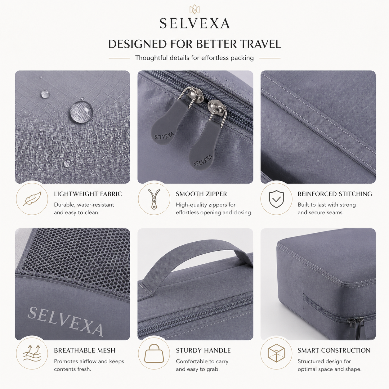6-Piece Travel Packing Cubes Set