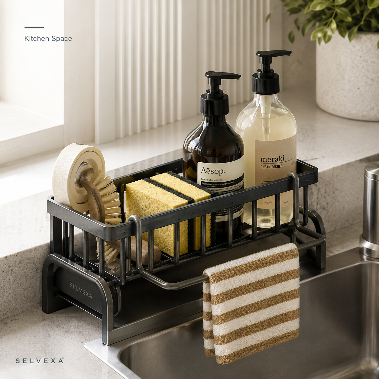 Kitchen Sink Sponge Holder Organizer