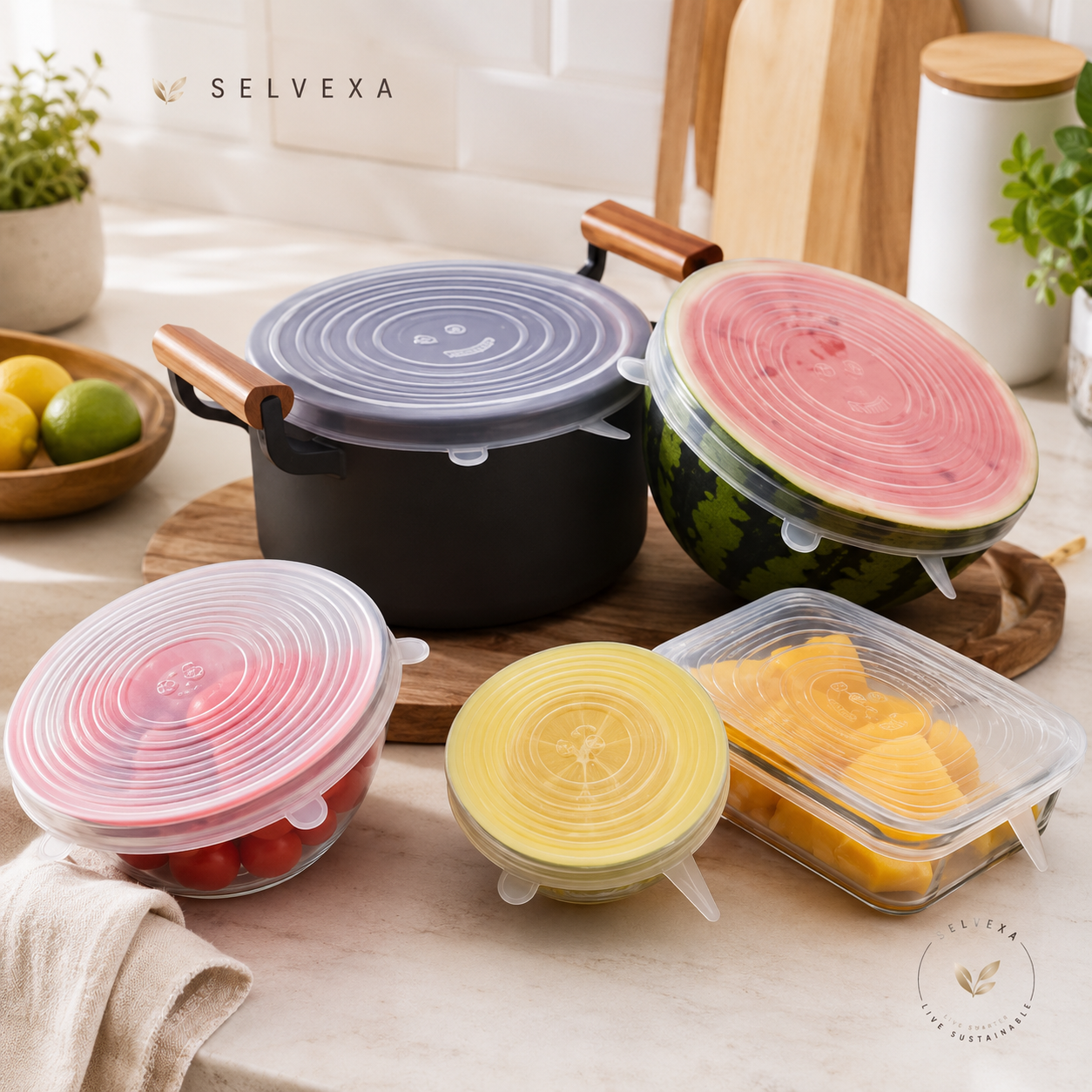 Reusable Silicone Stretch Lids Set