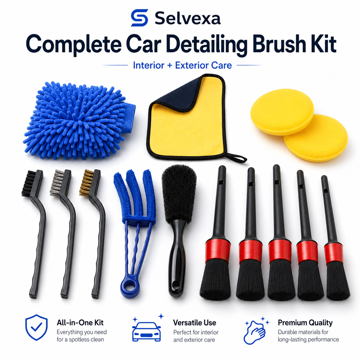 Complete Car Detailing Brush Kit