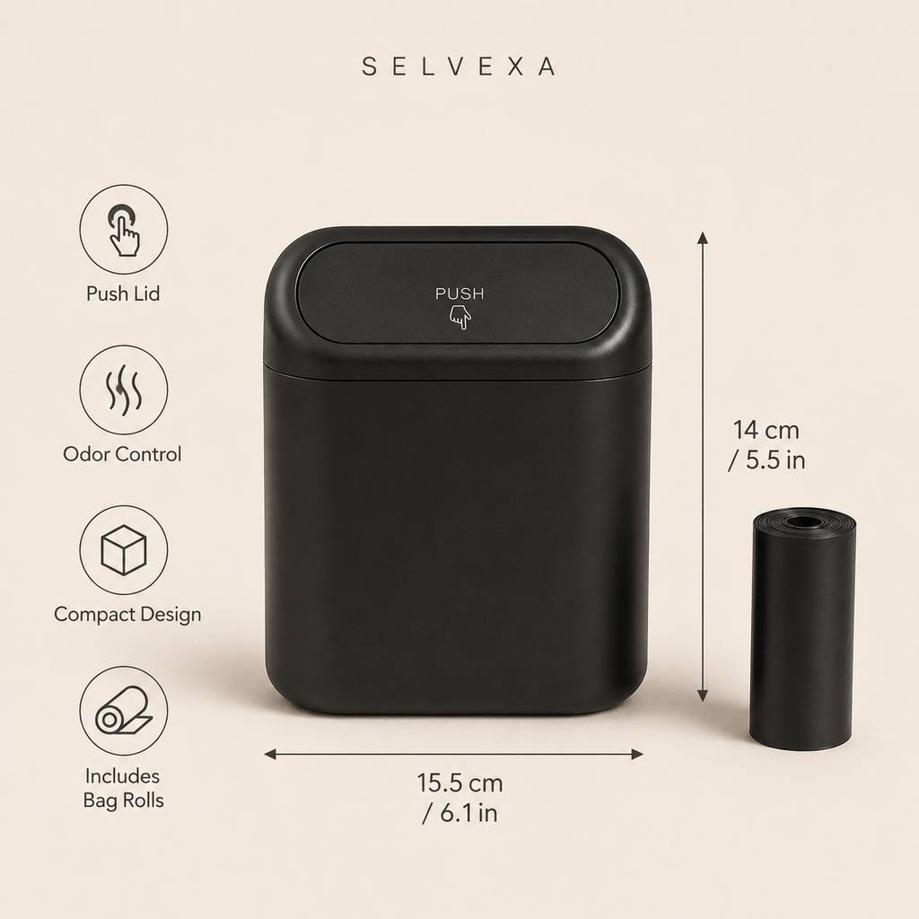 Compact Car Trash Bin with Lid