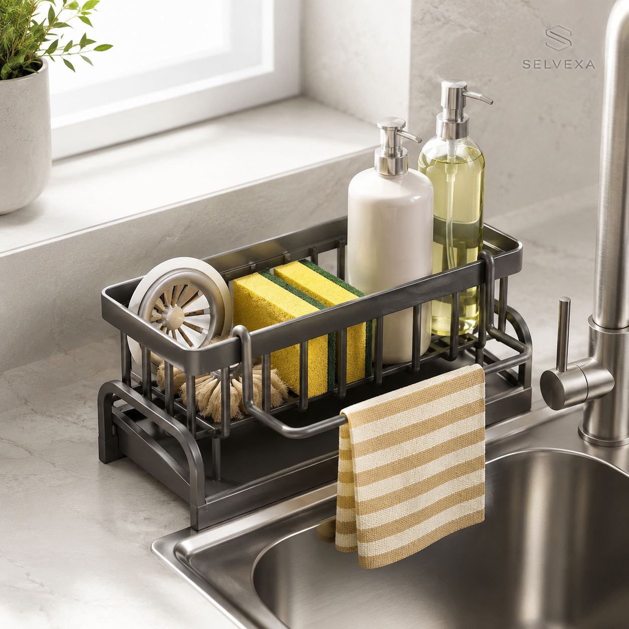 Kitchen Sink Sponge Holder Organizer