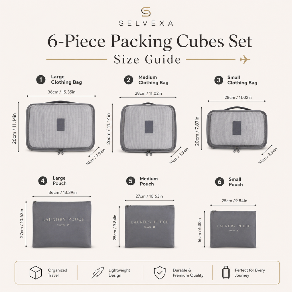 6-Piece Travel Packing Cubes Set