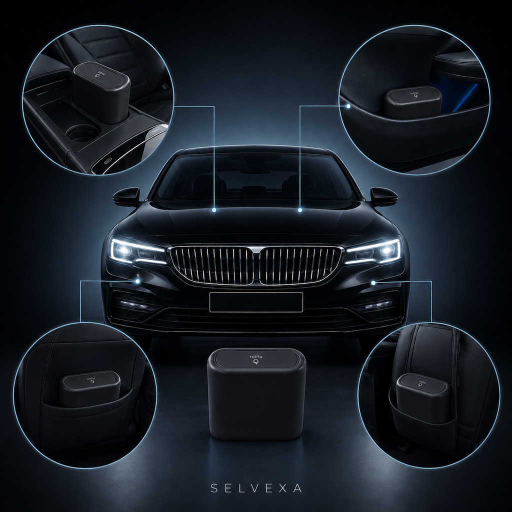 Compact Car Trash Bin with Lid