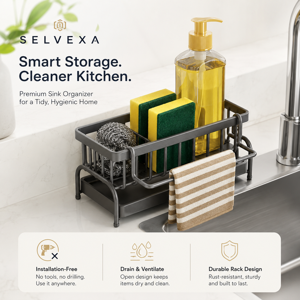 Kitchen Sink Sponge Holder Organizer